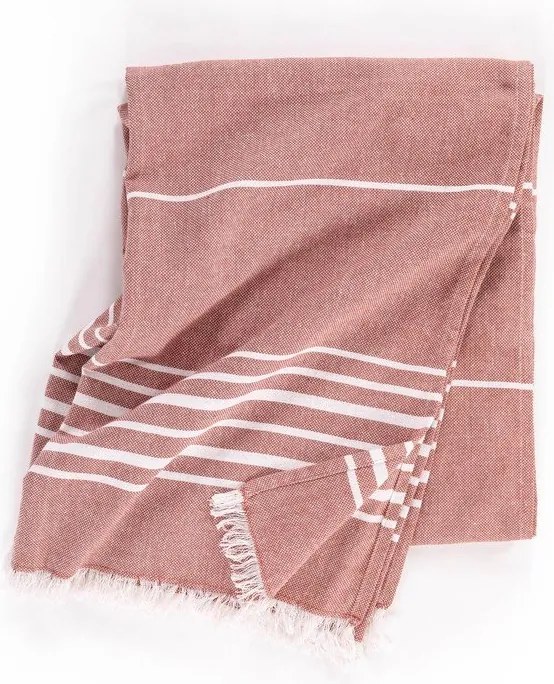 Terrakotta színű pamut takaró 150x200 cm Solene – Tiseco Home Studio