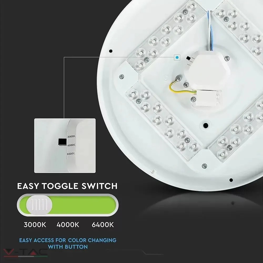 V-TAC 35 Cm LED Mennyezeti Lámpa Csillagokkal 24W, Bling Star Cover 3in1, Változtatható Szín Hideg - Természetes - Meleg Fehér