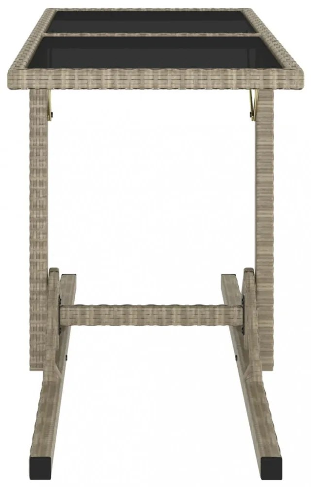 bézs üveg és polyrattan kerti asztal 110 x 53 x 72 cm