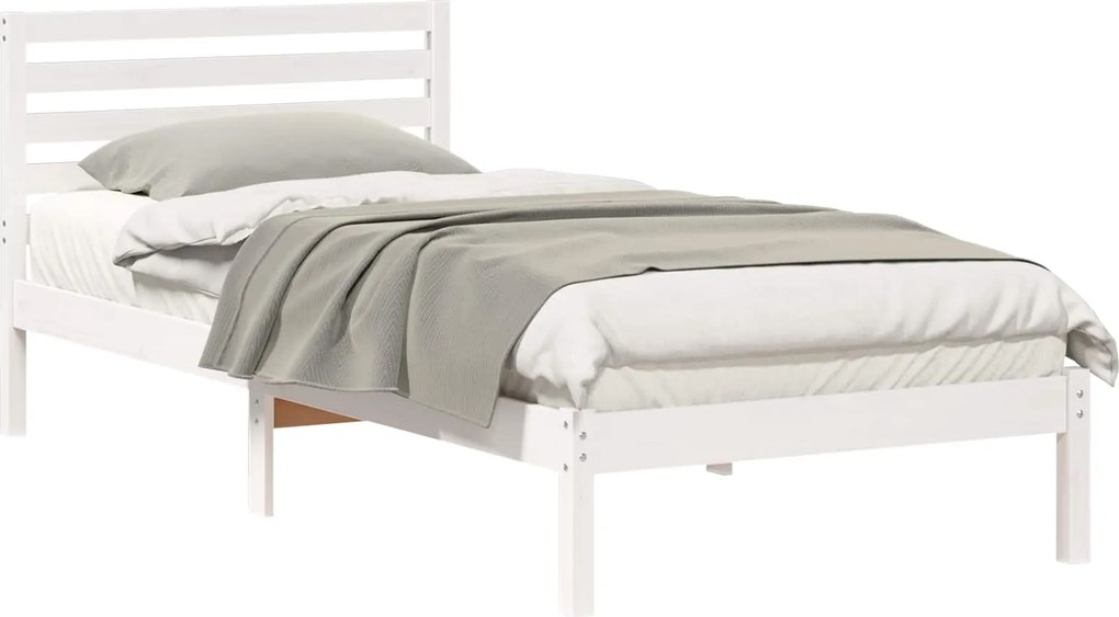 vidaXL Ágykeret fejtámlával Fehér 80 x 210 cm Tömör fenyőfa