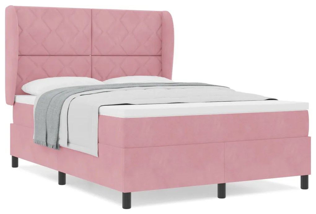 Rózsaszín Párnázott Boxspring Ágy Matrac 140x200 cm