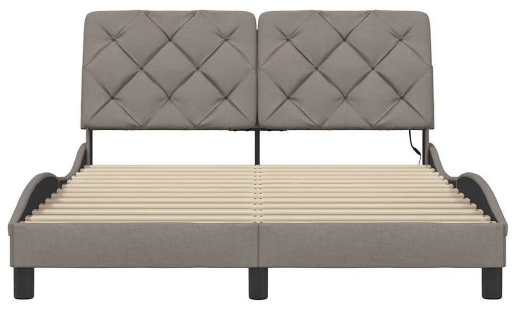 tópszínű szövet ágykeret LED-ekkel matrac nélkül 120x200 cm