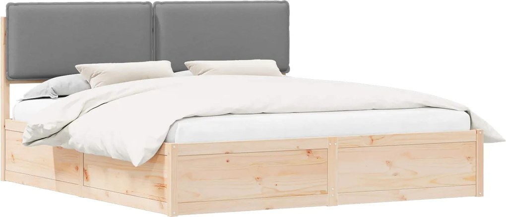 vidaXL Ágykeret Kárpitozott Fejtámlával Világosszürke 200 x 200 cm
