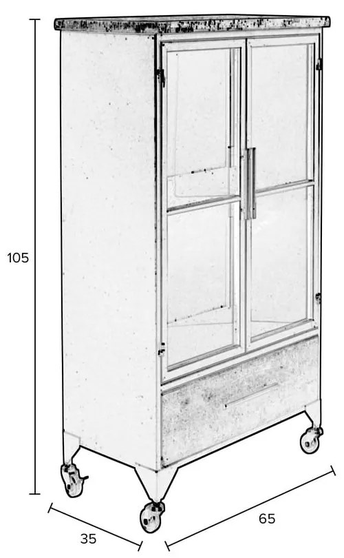 Fekete fém tálalószekrény 65x105 cm Ferre – White Label