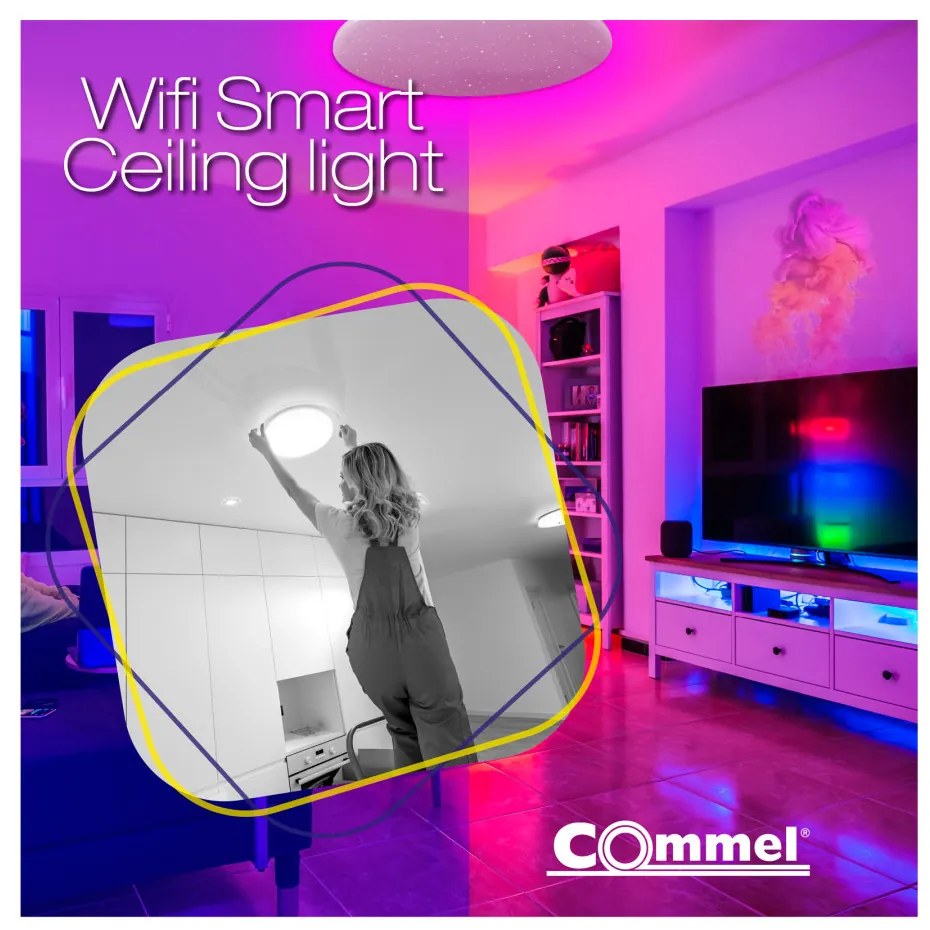 Commel LED smart Wifi mennyezeti lámpa 26cm, 12W