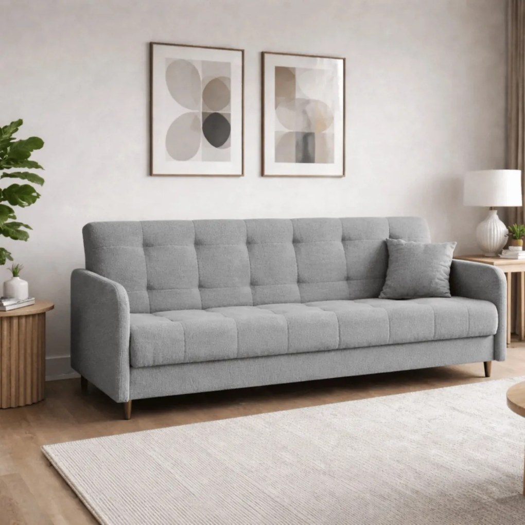 TIVOLI ágyazható kanapé szürke bouclé