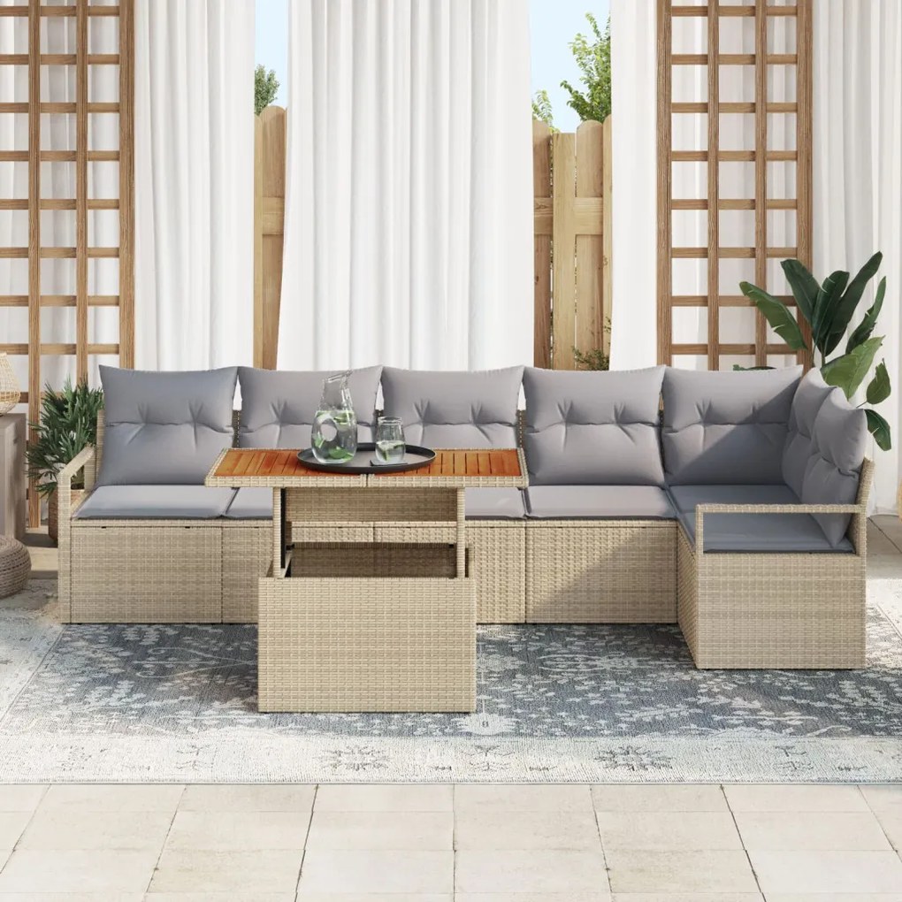 Kert étkező szett 7 pcs Barna és szürke 100 x 55 x 73 cm