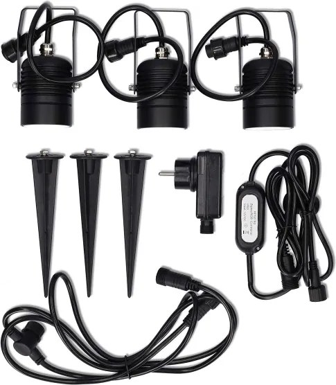 Nedis ZBLOS10RGBW3-SZETT 3x LED RGBW Dimmelhető kültéri lámpa LED/3W/230V IP65 Wi-Fi Tuya