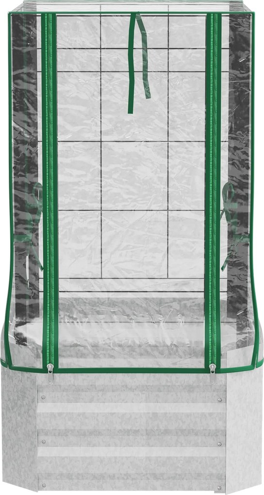 Outsunny Emelt Kertágy Ültetődoboz Trellis-szel, Acél Trellis Ültetőedény, Kert Trellis 53 x 53 x 90 cm Kert Balkonnal Terasszal, Ültető Mászó Növénye