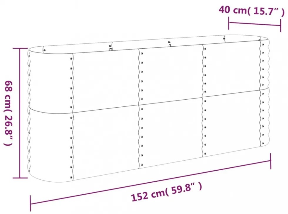 ezüstszínű horganyzott acél kerti magaságyás 152x40x68 cm
