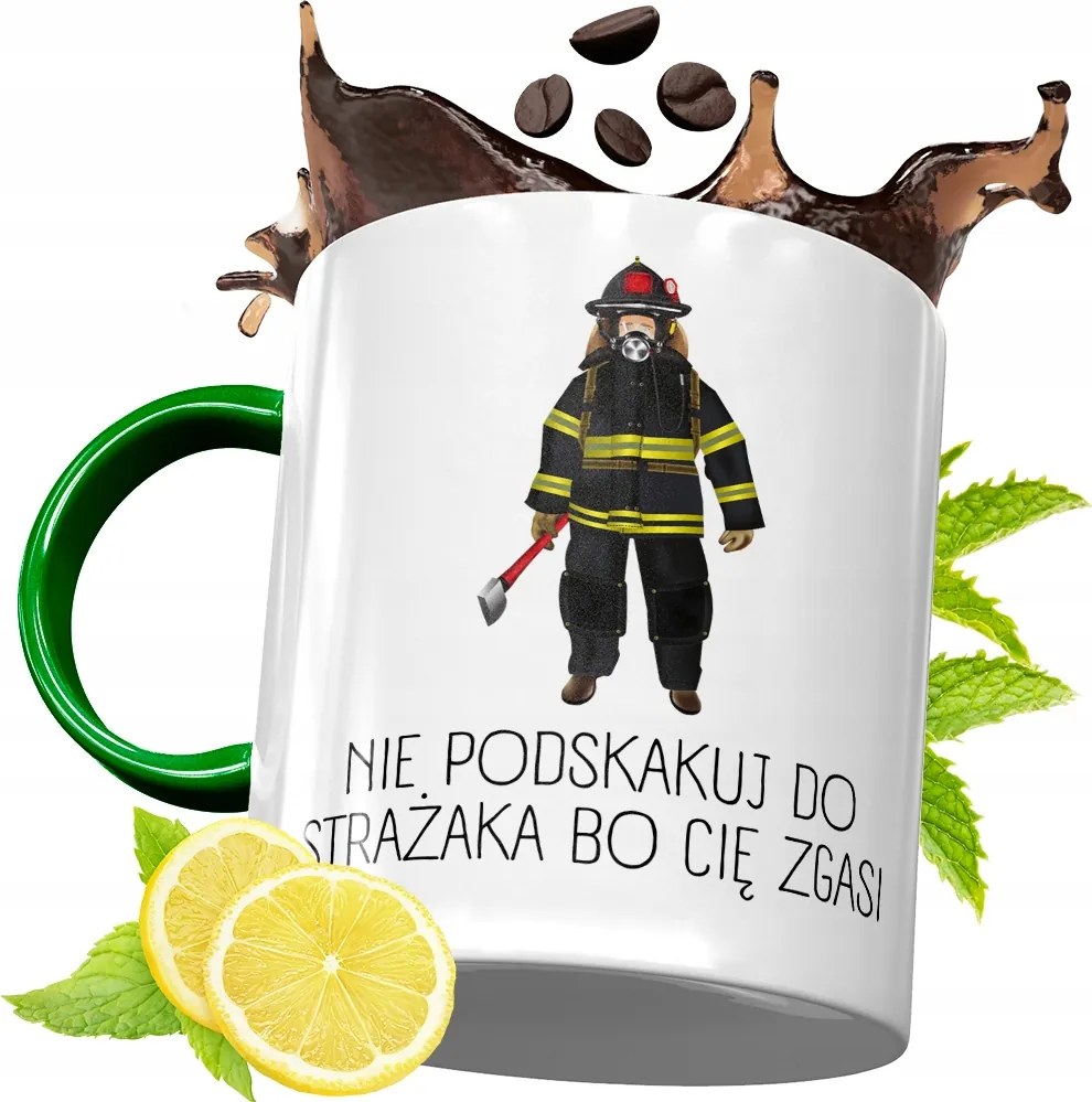 Zöld Bögre Tűzoltónak Tökéletes Ajándék fényképes nyomtatással