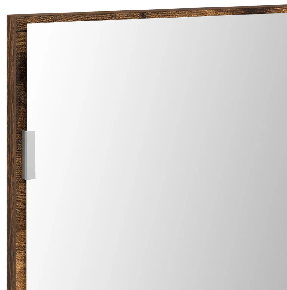 Fürdőszobai Tükrös Szekrény LED Fénnyel, Füstölt Tölgy, 80x37 cm