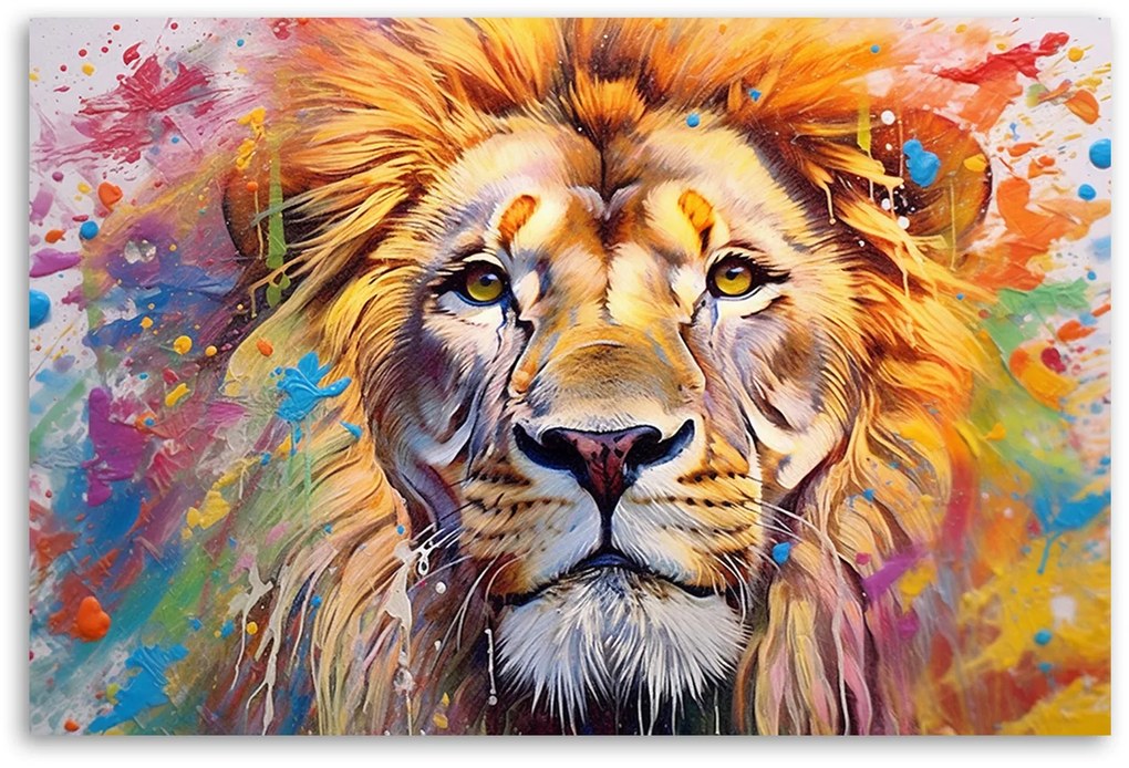 Gario Vászonkép Oroszlán és a színek Méret: 120 x 80 cm