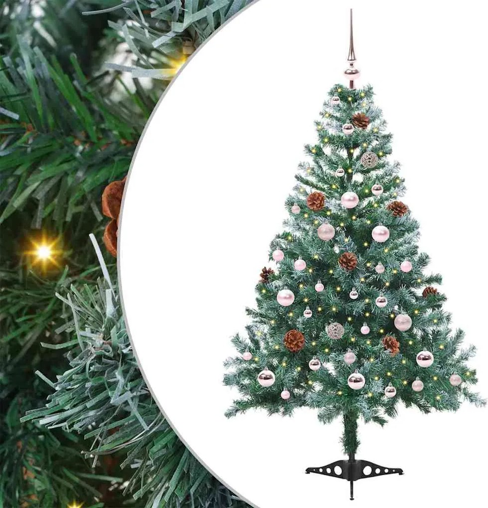vidaXL Mű karácsonyfa 150 LED-del állvánnyal Zöld 150 cm PVC és Acél