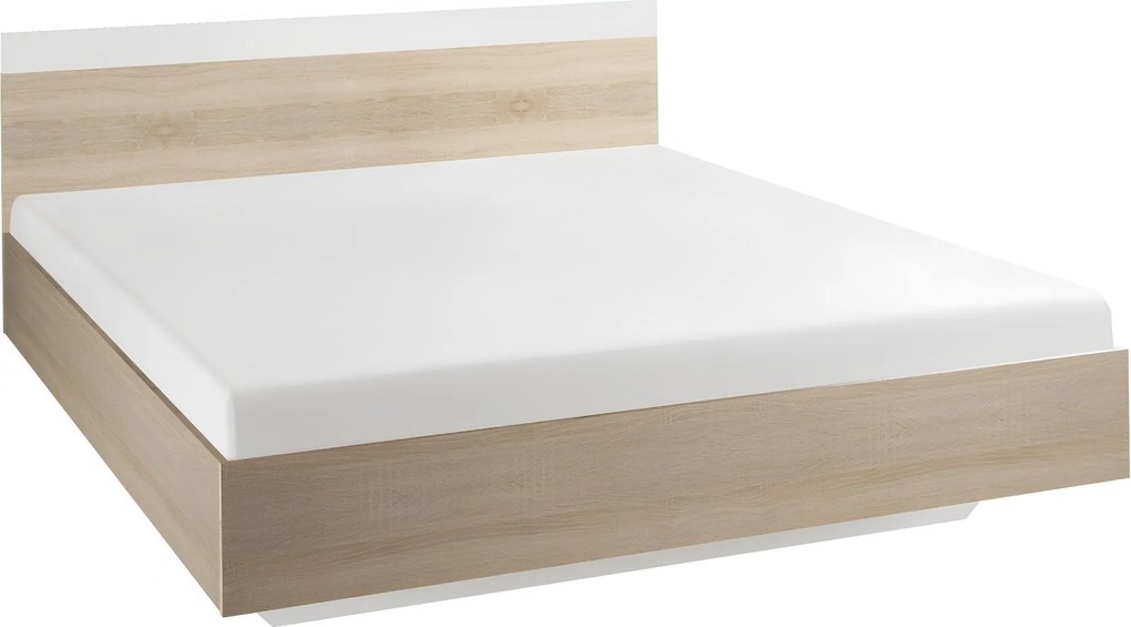 Dupla ágy, tölgy sonoma/fehér, 160x200, GABRIELA