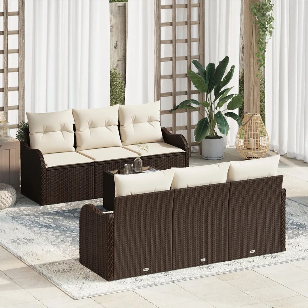 Kerti Kanapé Szett 7 pcs Barna 55 x 55 x 37 cm Poli rattan
