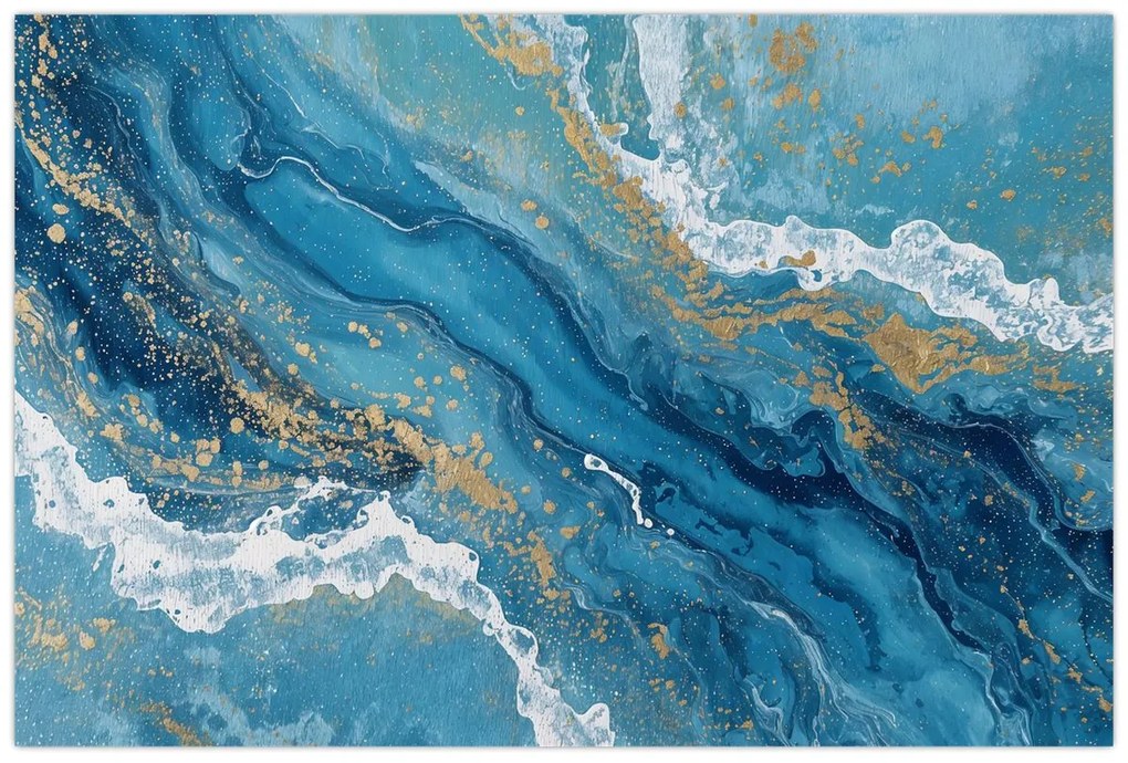 Kép - Világoskék márvány arannyal II. (90x60 cm)