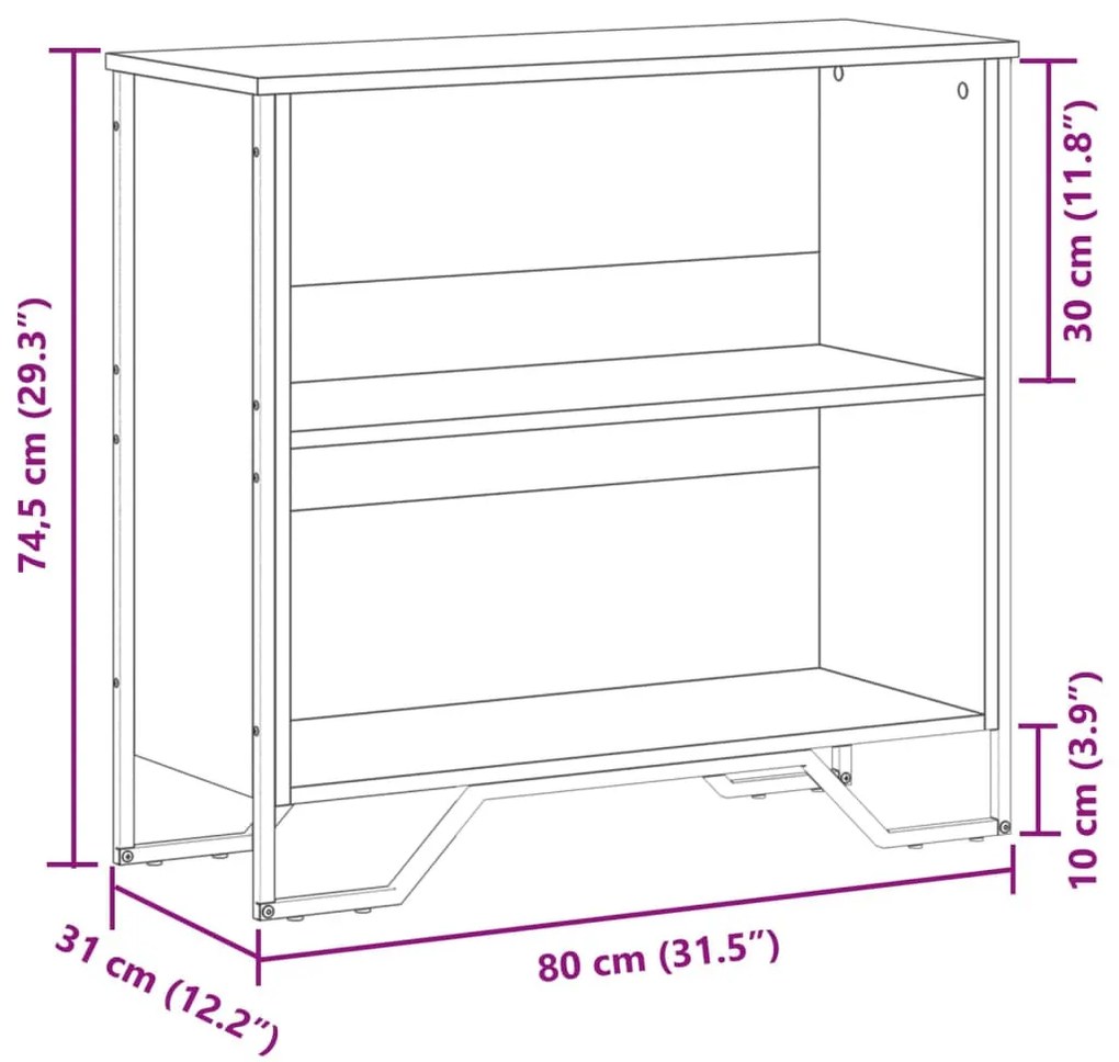 fekete szerelt fa könyvszekrény 80 x 31 x 74,5 cm