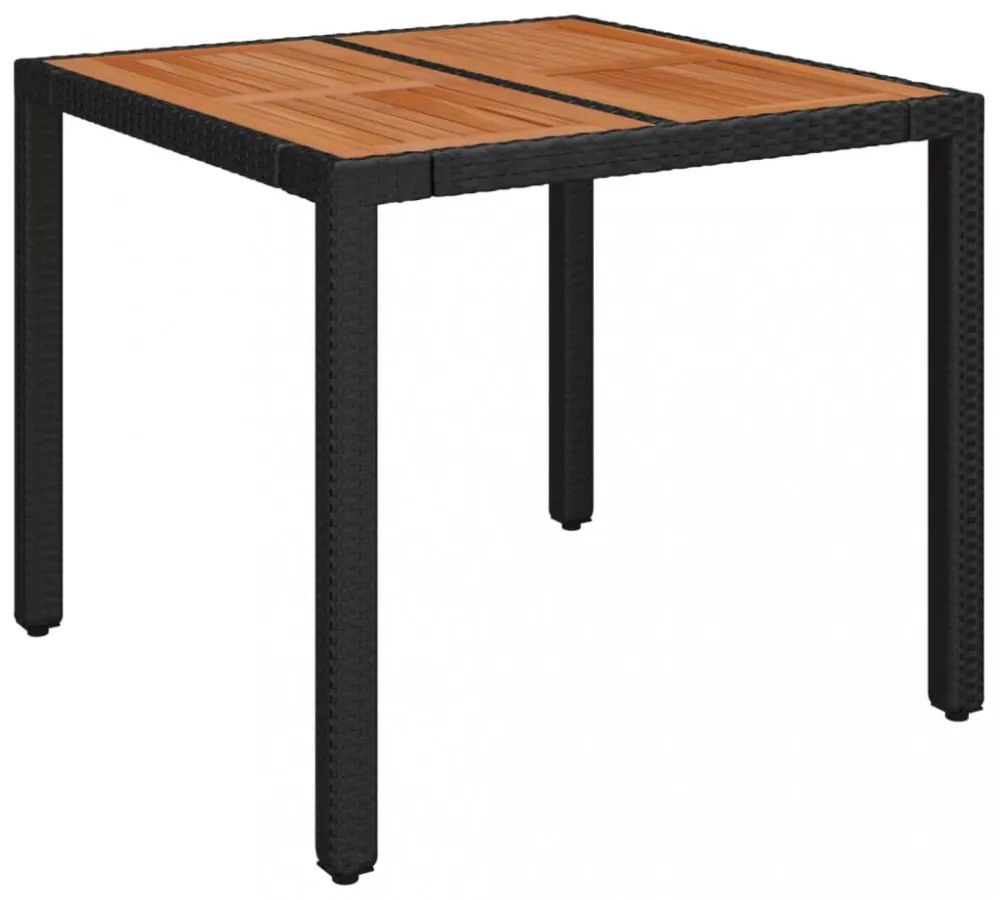 fekete polyrattan falapos kerti asztal 90 x 90 x 75 cm