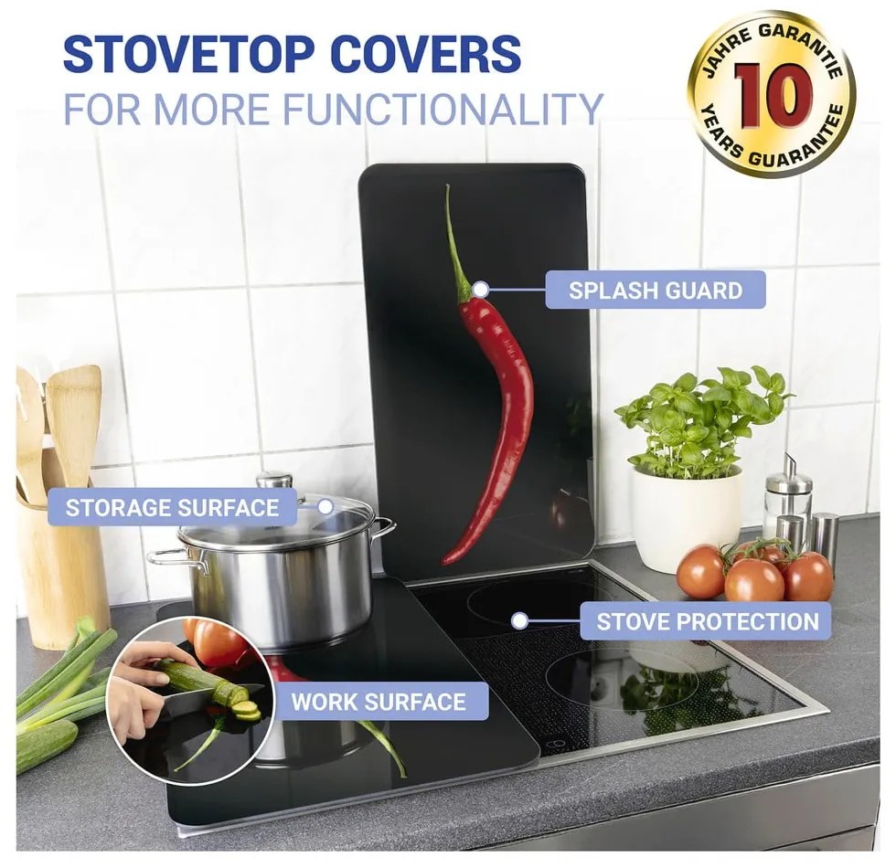 Edzett üveg tűzhely fedőlap szett 2 db-os 30x52 cm Peperoni – Wenko