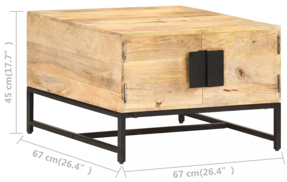 tömör mangófa dohányzóasztal 67 x 67 x 45 cm