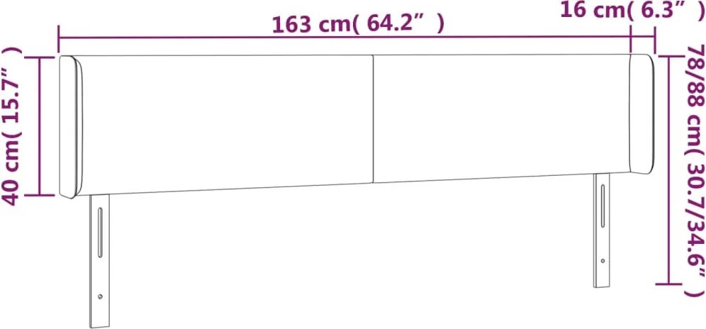 krémszínű műbőr LED-es fejtámla 163 x 16 x 78/88 cm