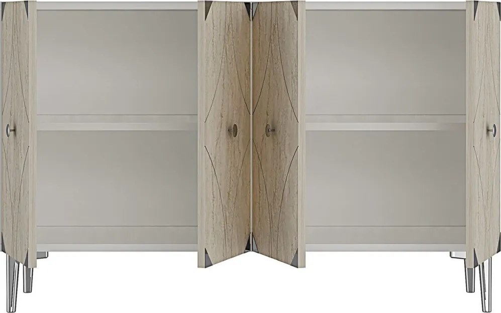 Alfa 120 - White, Travertine, Silver