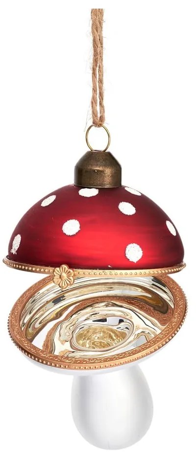 Üveg kézzel készített karácsonyfadísz 9 cm Mushroom – Sass &amp; Belle