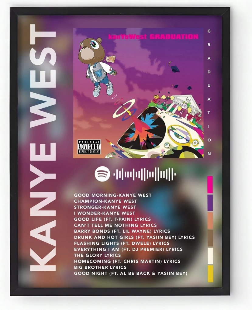 Poszter keretben Album Kanye West Graduation 30x40 cm Ajándék ötlet