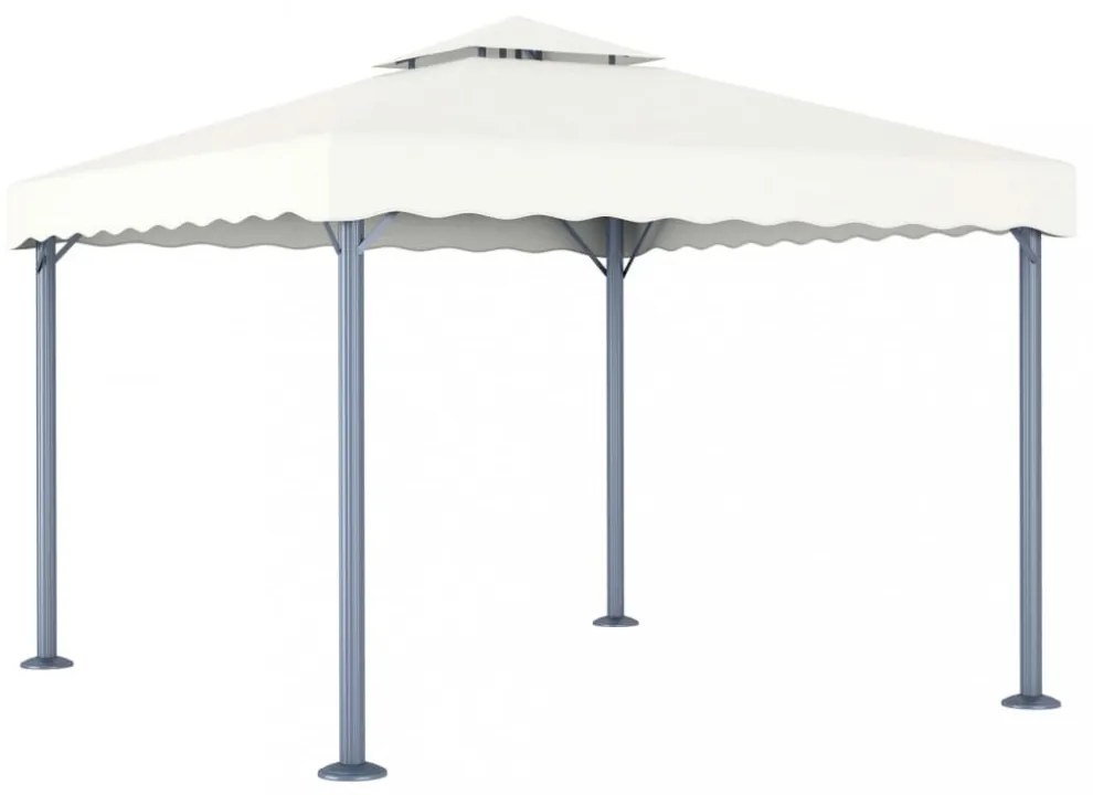 krémszínű alumíniumpavilon LED fényfüzérrel 300 x 300 cm