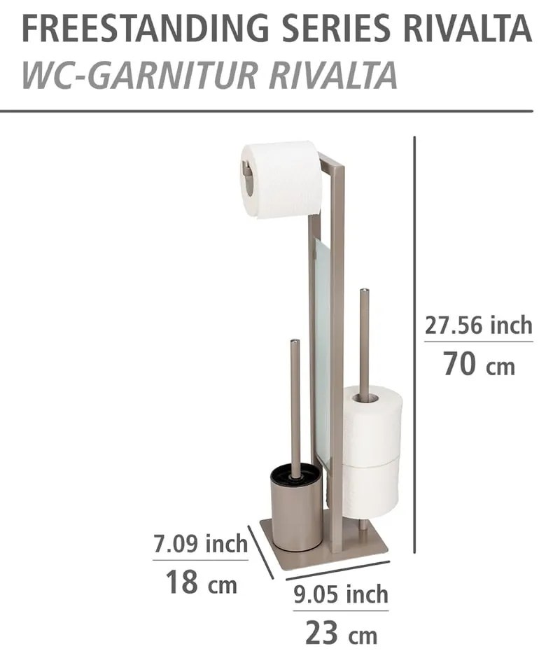 Rivalta világosbarna wc-papír tartó állvány kefével - Wenko