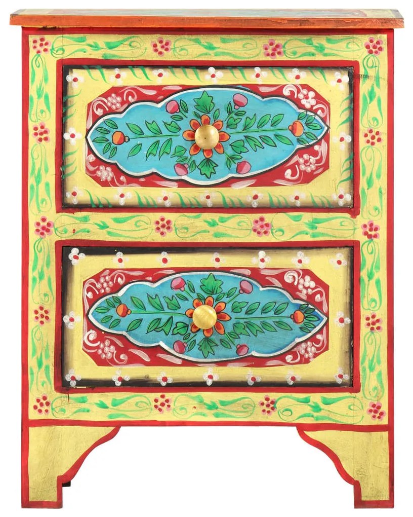 Kézzel festett tömör mangófa éjjeliszekrény 40 x 30 x 50 cm