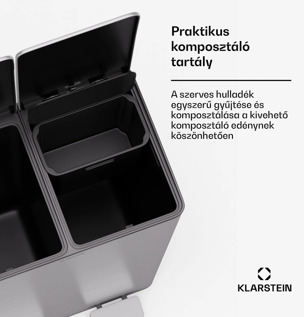 Klarstein Eco Vista, hulladékgyűjtő komposztálóval, 60 l + 3 l/tároló, + komposztáló, Soft-Close