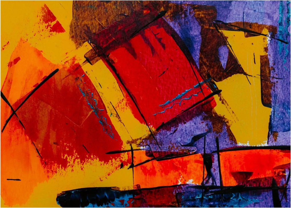 Absztrakciós kép (üvegen) (70x50 cm)