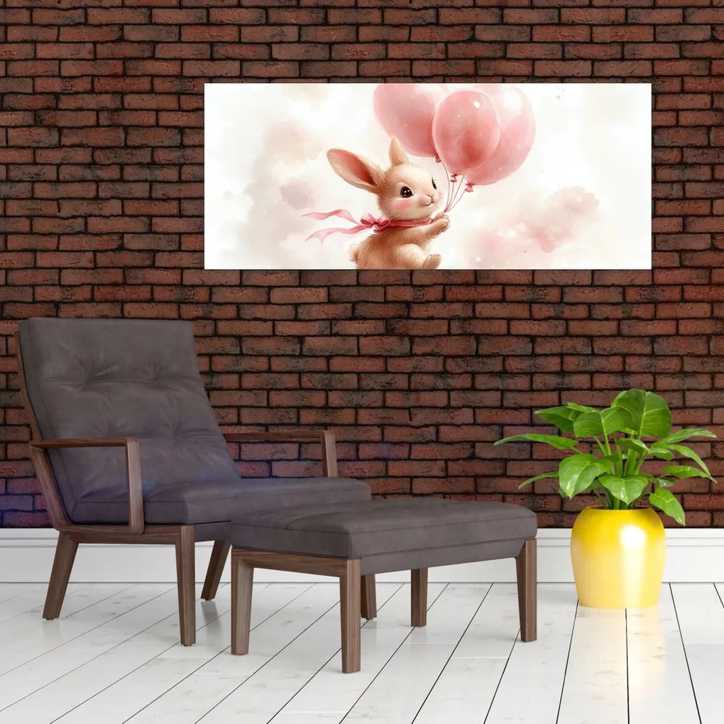 Kép - Nyuszi léggömbökkel (120x50 cm)