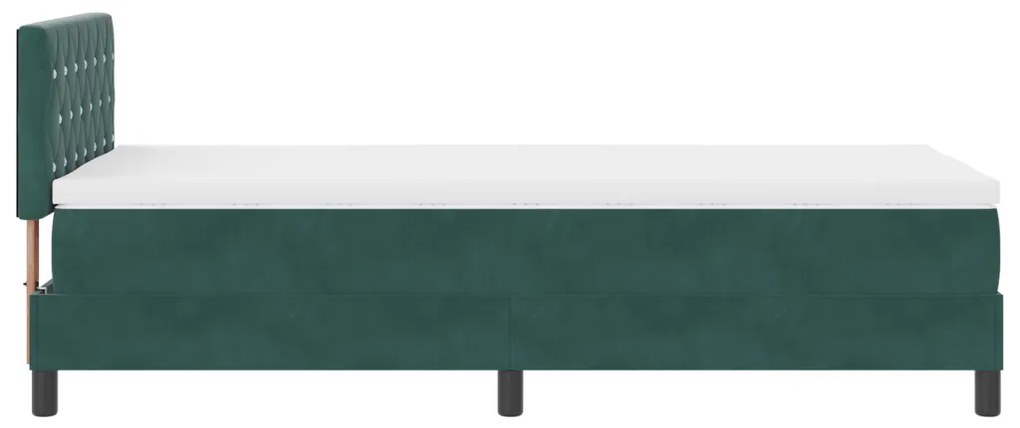 vidaXL LED Box Spring Ágy matracmal Sötétzöld 90 x 200 cm Bársony