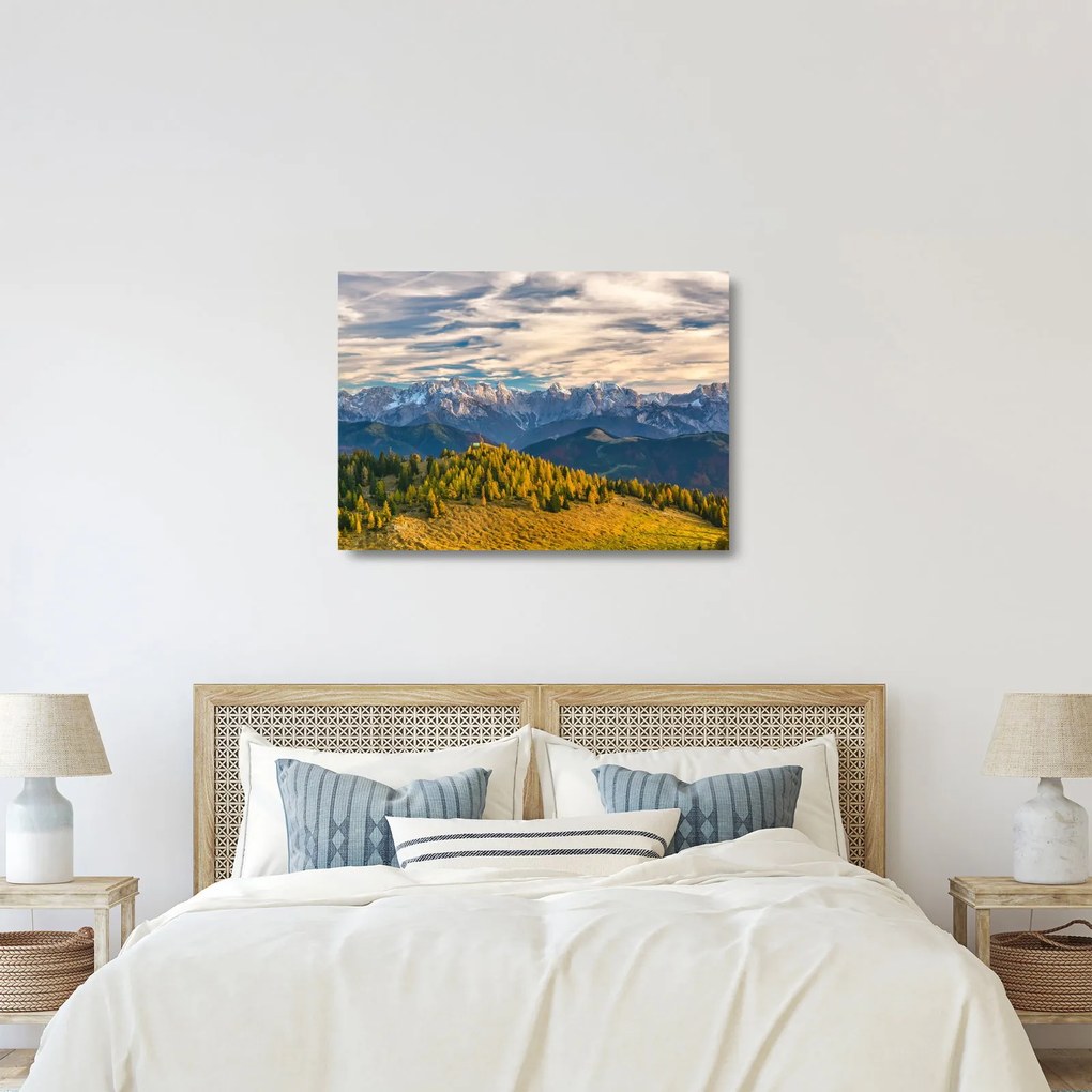 Kép - hegyi panoráma (üvegen) (70x50 cm)