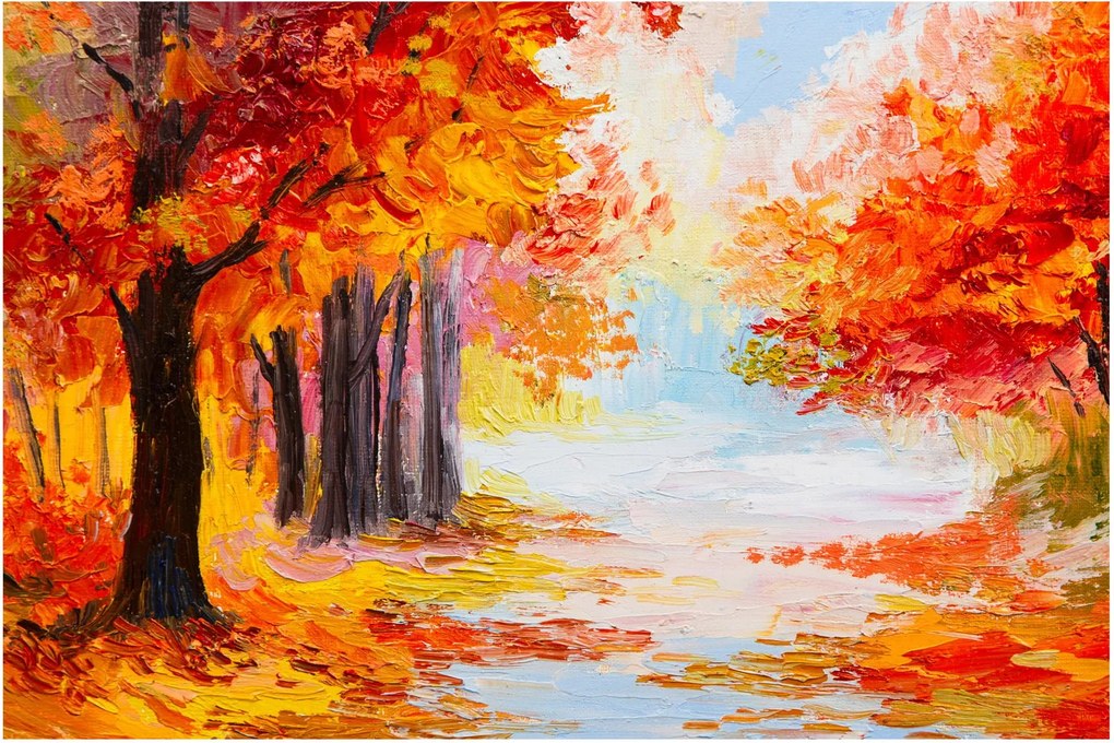 Kép - olajfestmény, színes ősz (90x60 cm)
