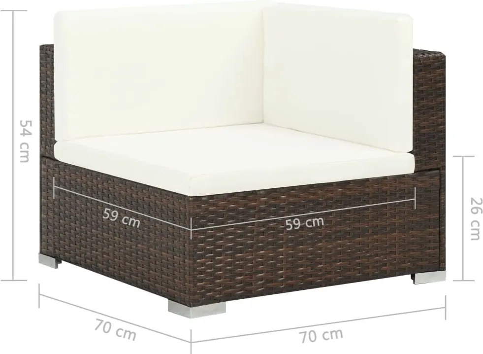 6-részes barna polyrattan kerti bútorszett párnákkal