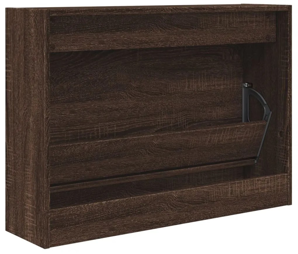 barna tölgyszínű szerelt fa cipőszekrény 80 x 21 x 57 cm