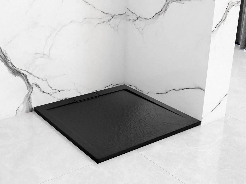 Rea Grand Black, ásványkőből készült zuhanytálca 90x90x3,5 cm, REA-K4595