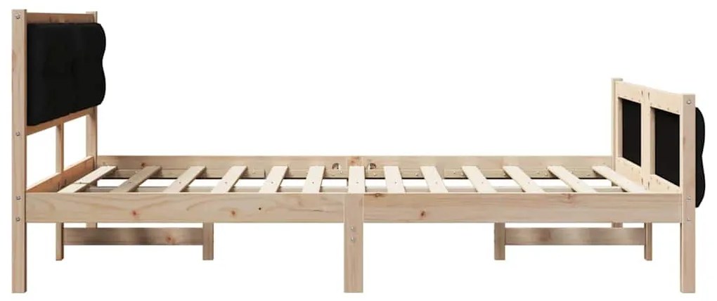 Ágykeret fejtámlával Fekete 140 x 190 cm Tömör fenyőfa