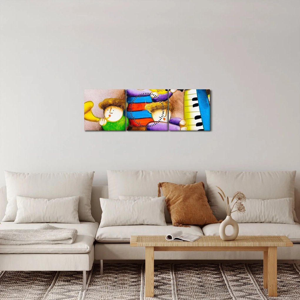 Kép - Zenészek, festmény (órával) (90x30 cm)
