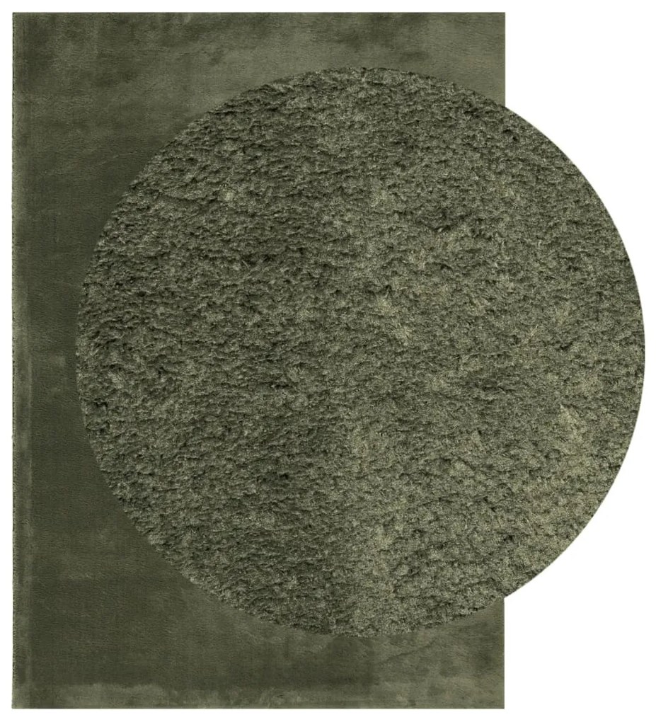 HUARTE erdőzöld rövid szálú puha és mosható szőnyeg 140x200 cm
