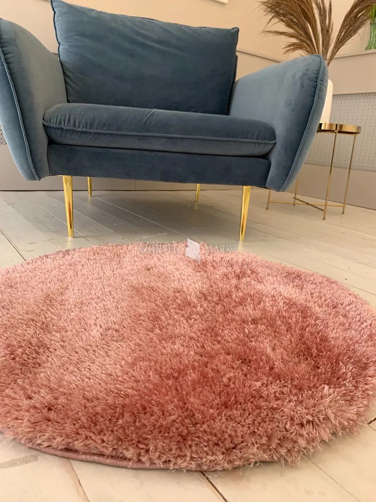 Puffy shaggy kerek szőnyeg Rózsaszín (Pink) 100x100