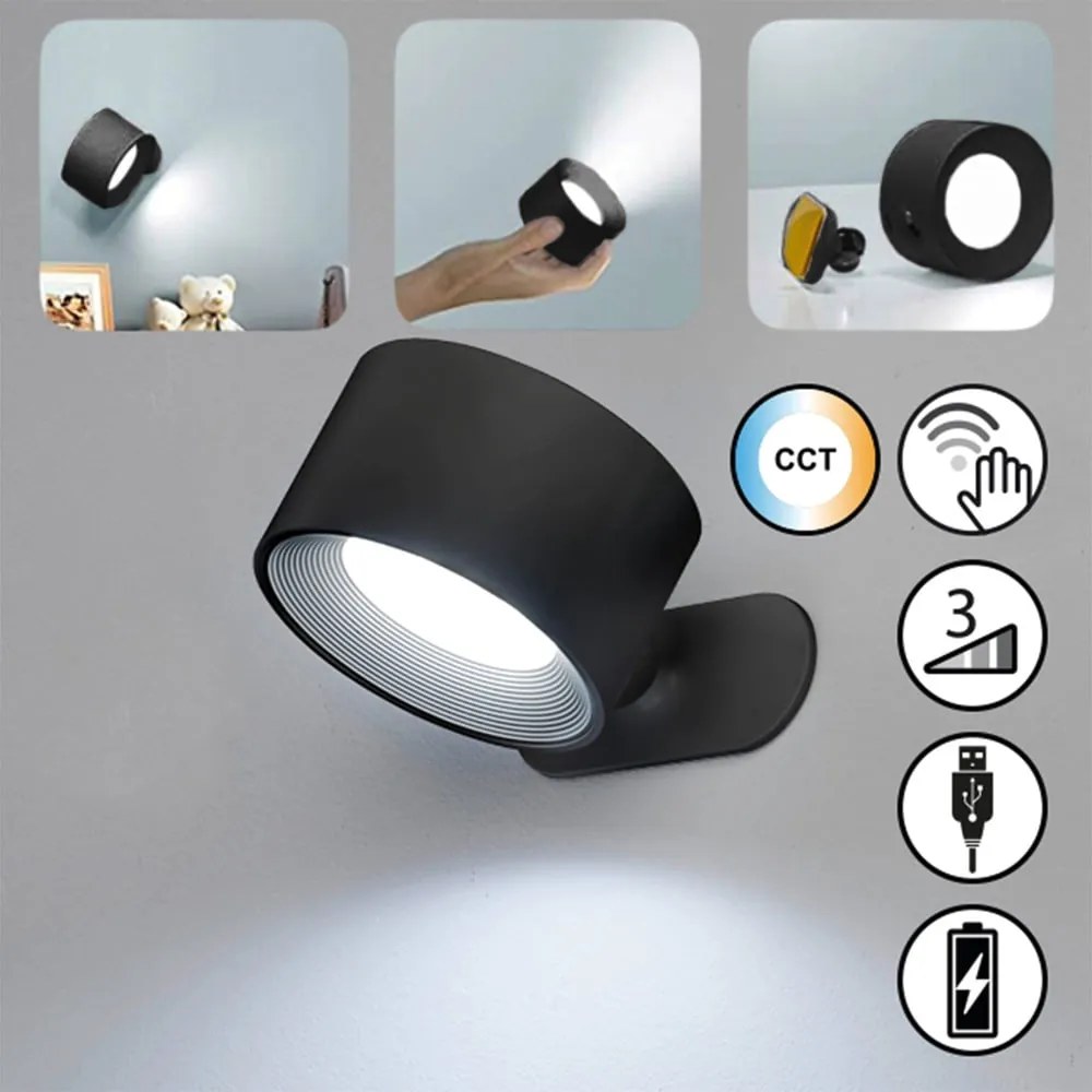 Fekete LED fali lámpa Magnetics – Fischer & Honsel