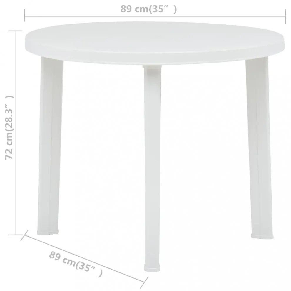 fehér műanyag kerti asztal 89 cm