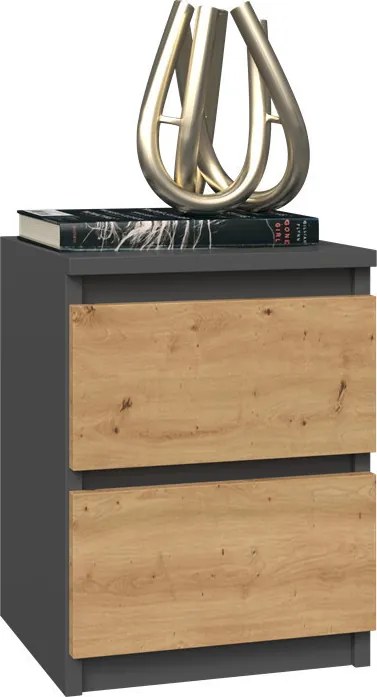 M2 éjjeliszekrény, antracit-tölgy