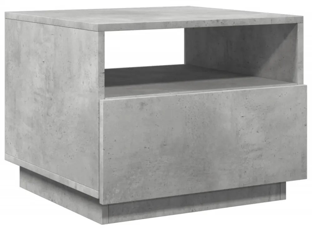 betonszürke dohányzóasztal LED-lámpákkal 50x49x40 cm