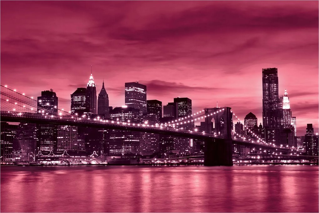 Flizelin fotótapéta Brooklyn híd New York éjszaka 368x254 +ragasztó